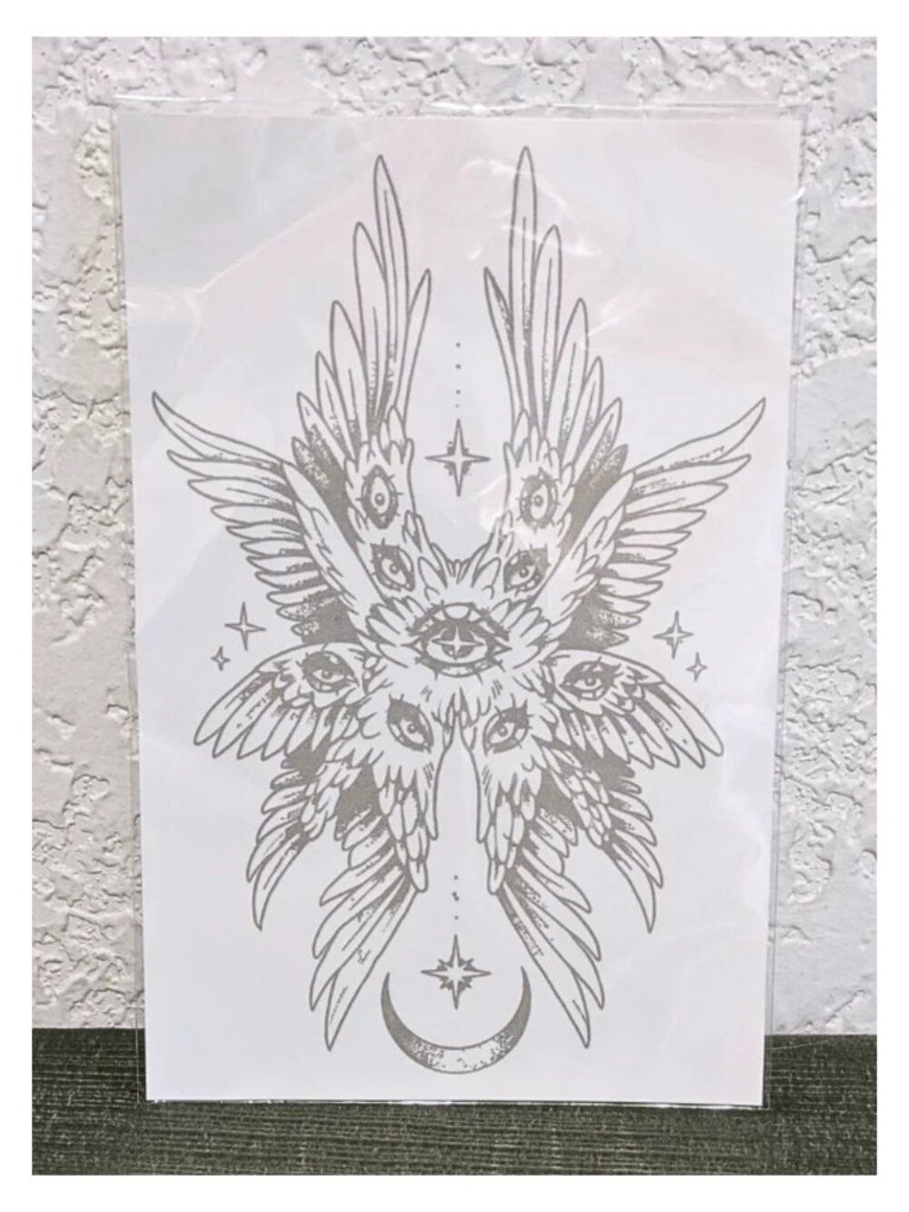 NWT 5.5" Goth Occult Temporary Tattoo Biblically Accurate Angel Celestial Ink